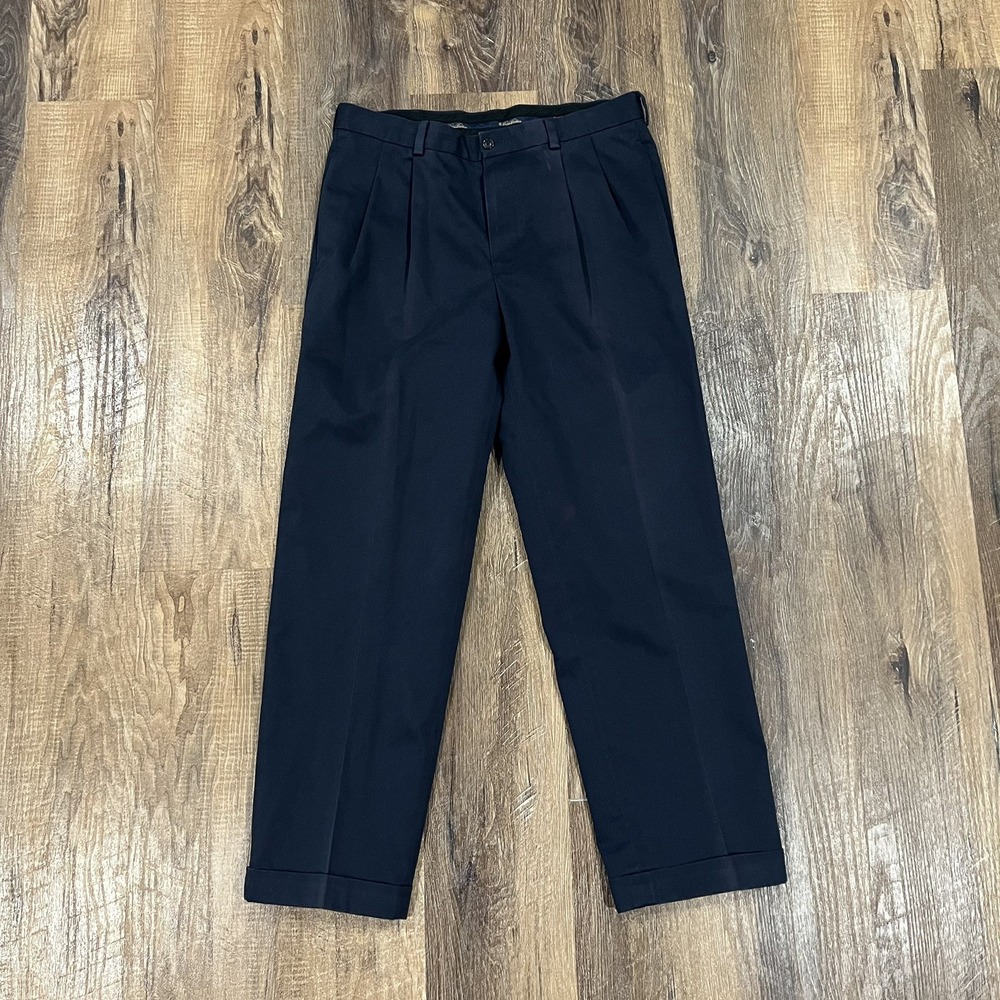 Brooks Brothers Advantage Chino Thompson  34/30 Navy Pleated Cuffed Old Money